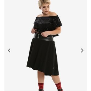 Tripp double belted hi-low hem skirt